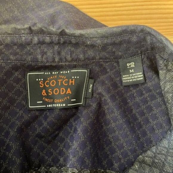 Scotch & Soda Purple-Blue Diamond Dress Shirt Button Front Slim Fit Medium - Picture 3 of 6